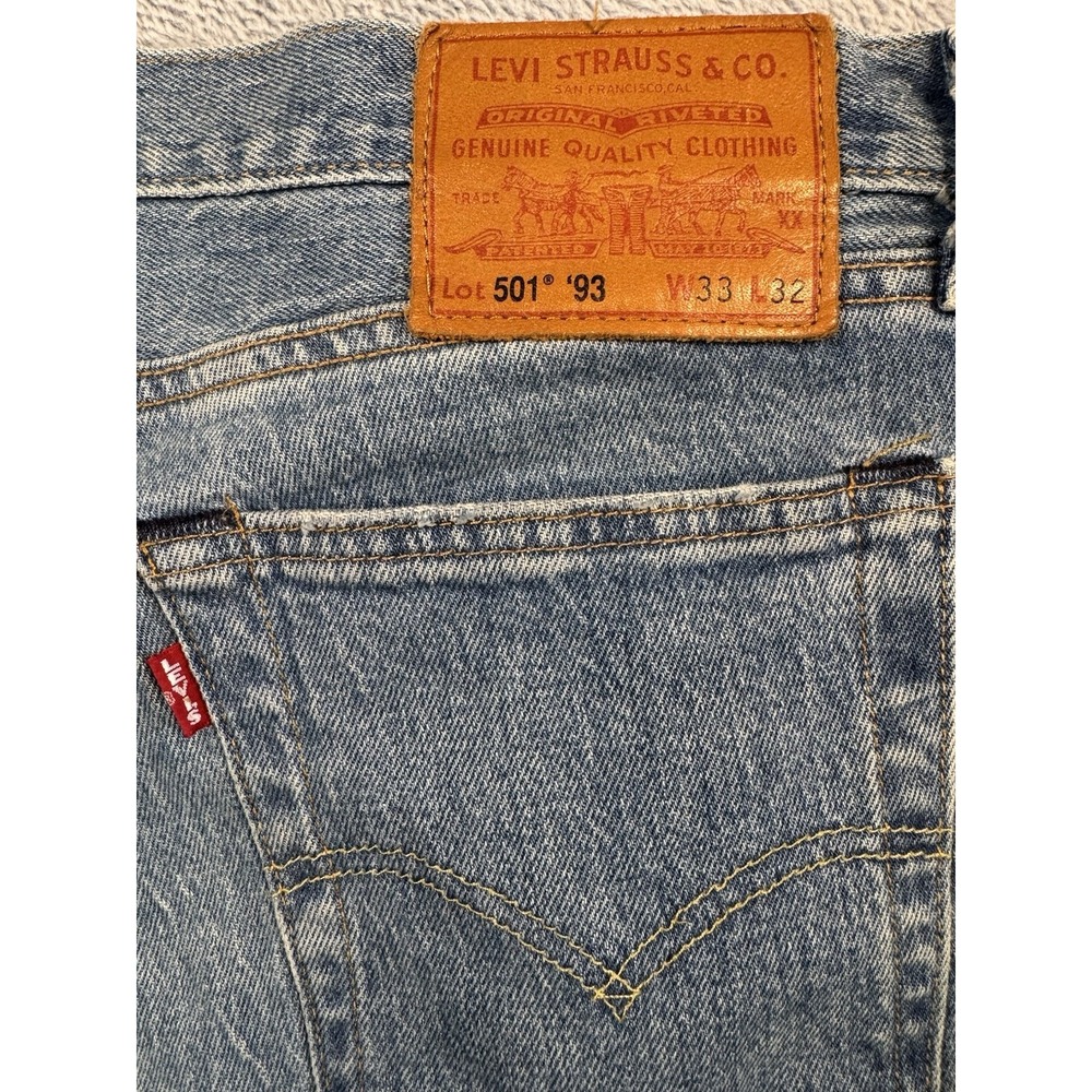 Levis 501 93 Straight Fit Jeans Mens 33x32 Measures 35x32 Medium Wash Blue 3369B